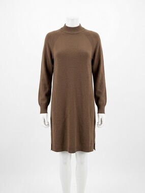 Roots Brown Mock-Neck Long-Sleeve Brown Knit Sweater Dress XS